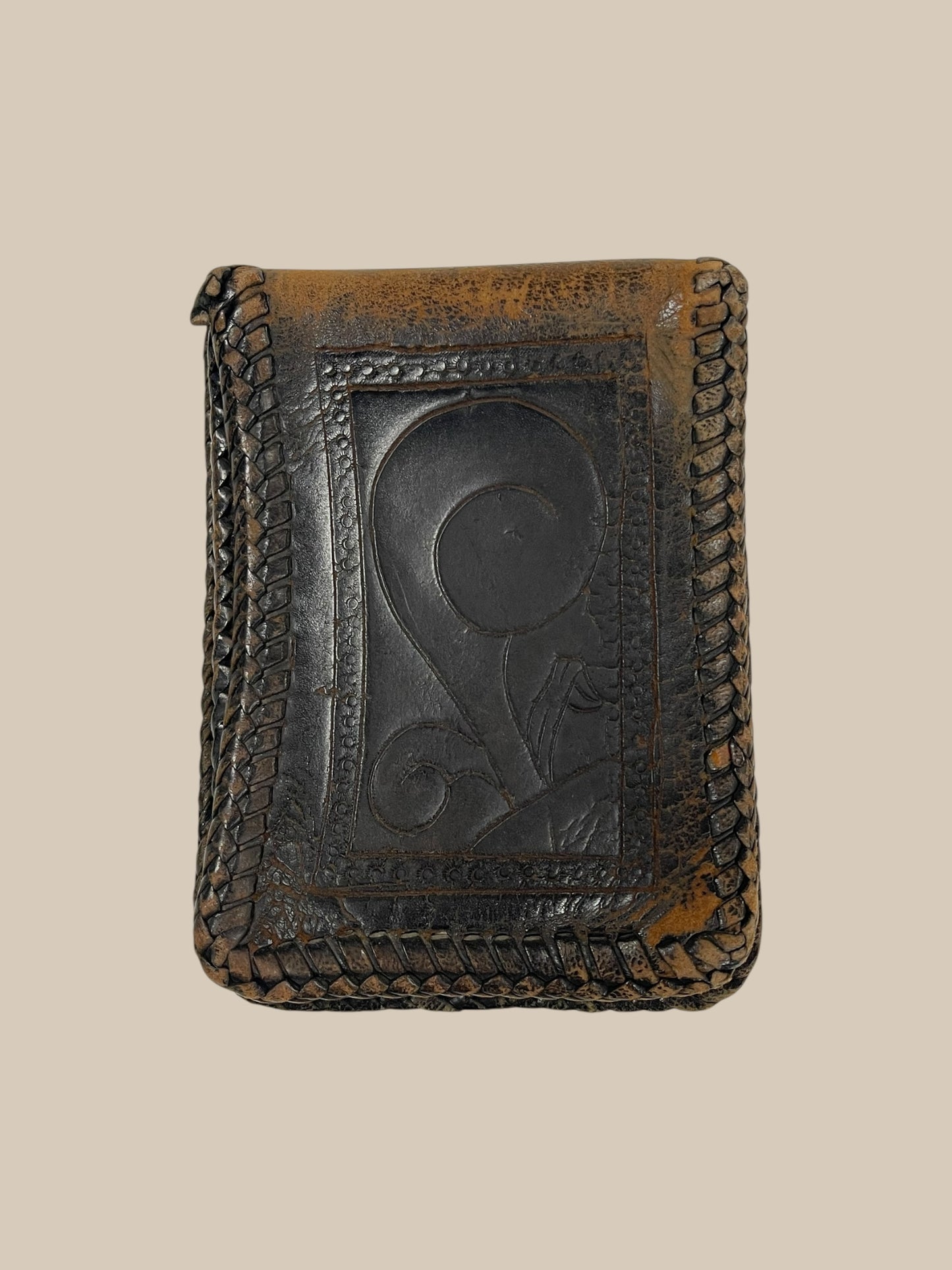BROWN TOOLED “RLM” LEATHER WALLET