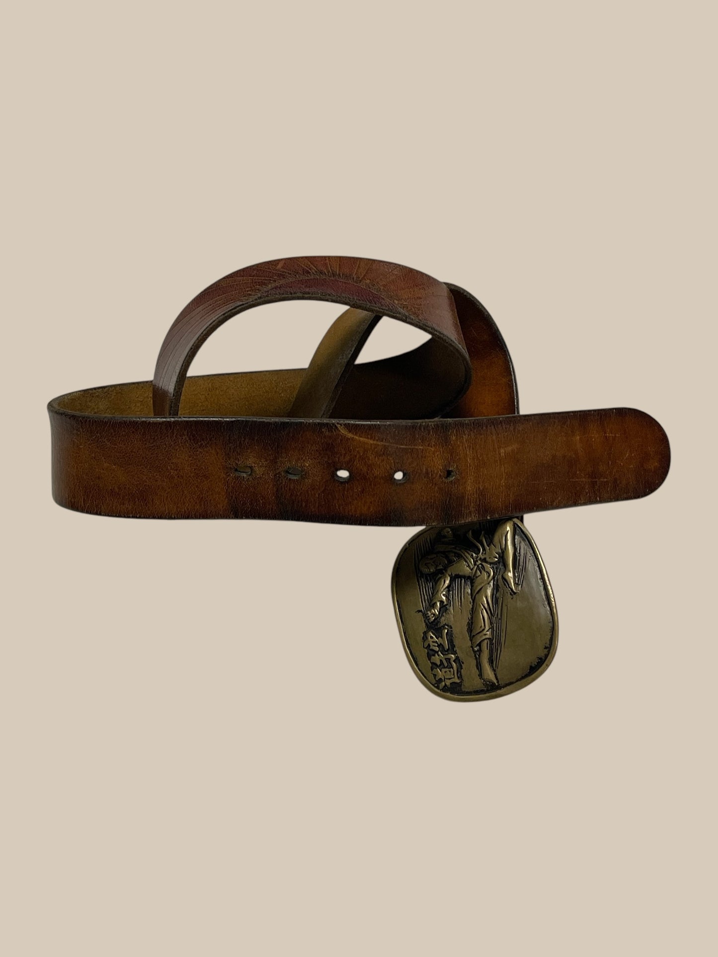 LEATHER EMBOSSED WARRIOR BELT