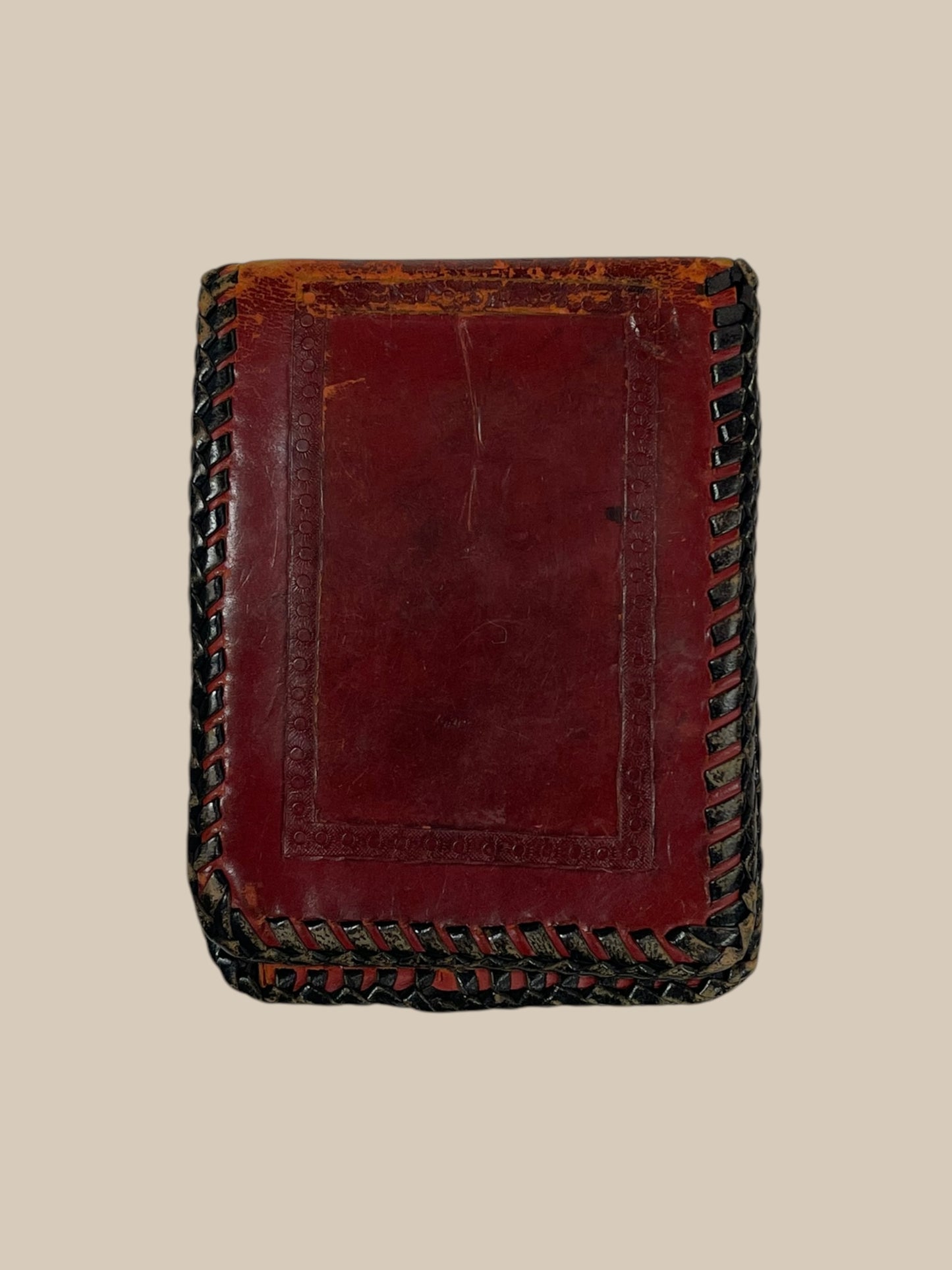 RED TOOLED “BJL” LEATHER WALLET