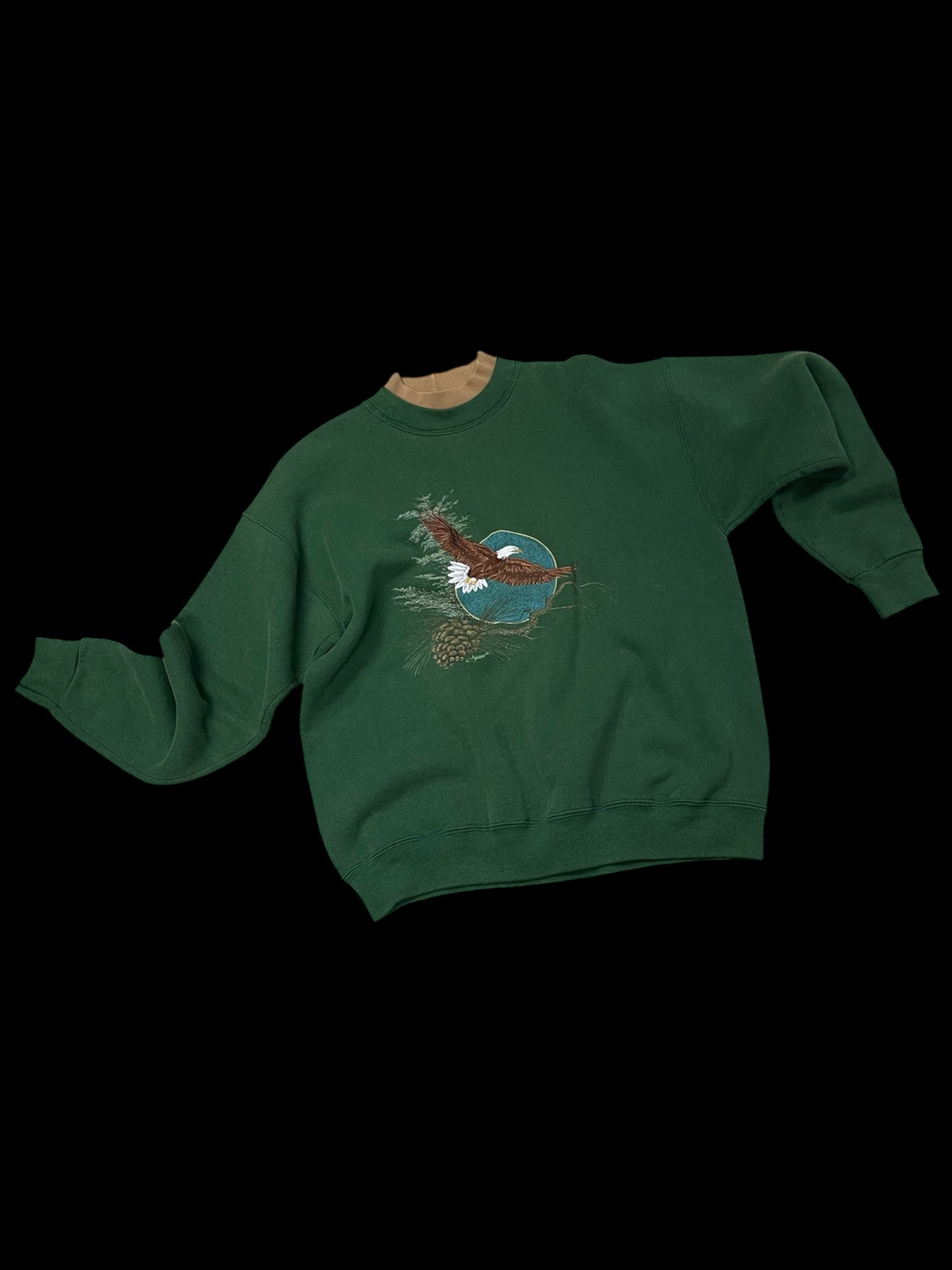 EMBROIDERED EAGLE DOUBLE NECK SWEATSHIRT - M