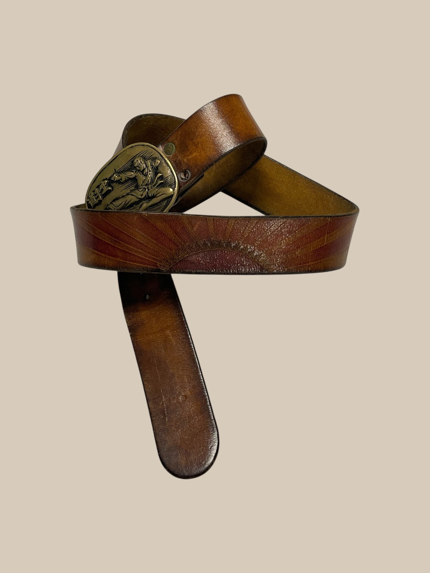 LEATHER EMBOSSED WARRIOR BELT