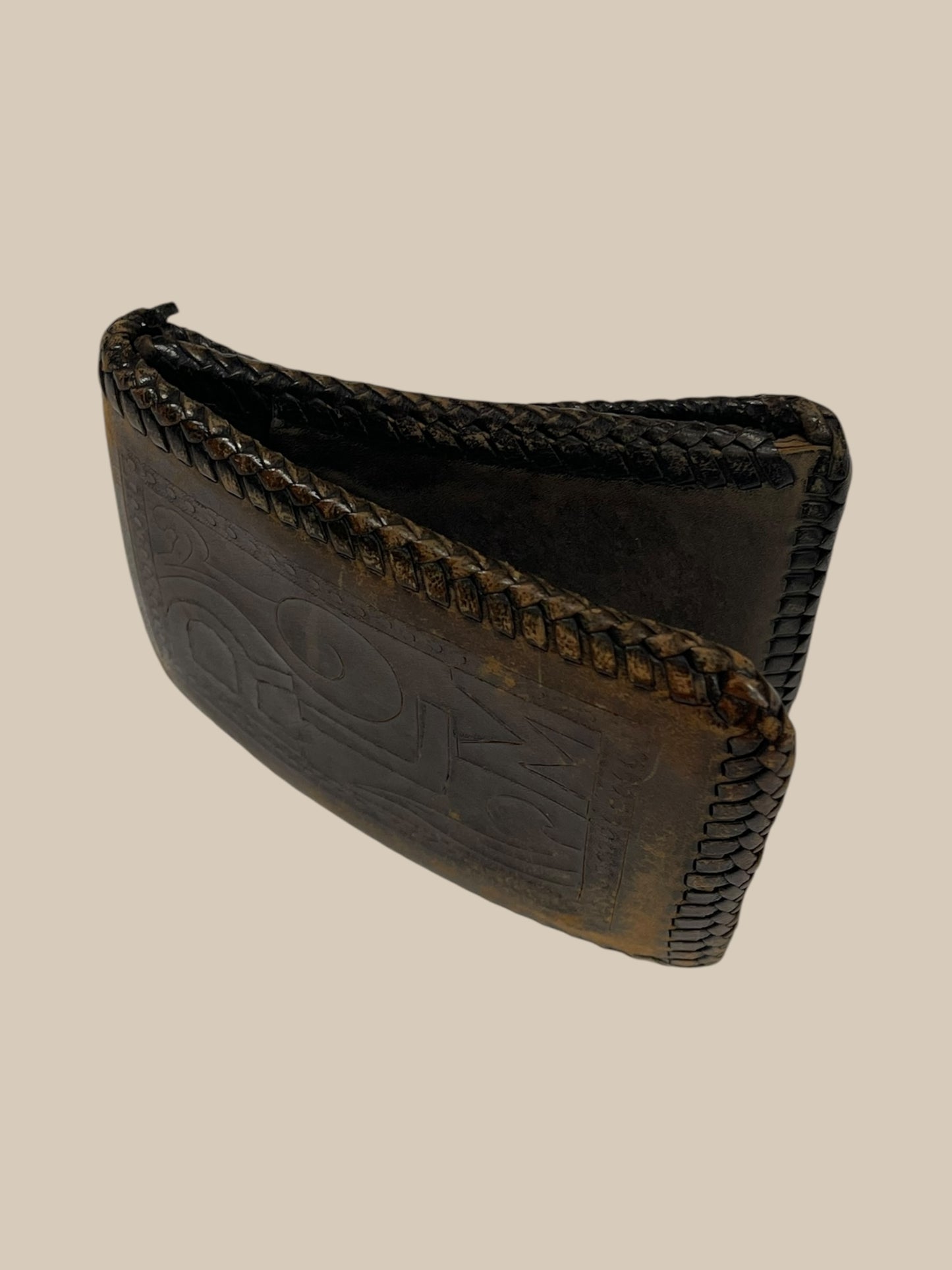 BROWN TOOLED “RLM” LEATHER WALLET