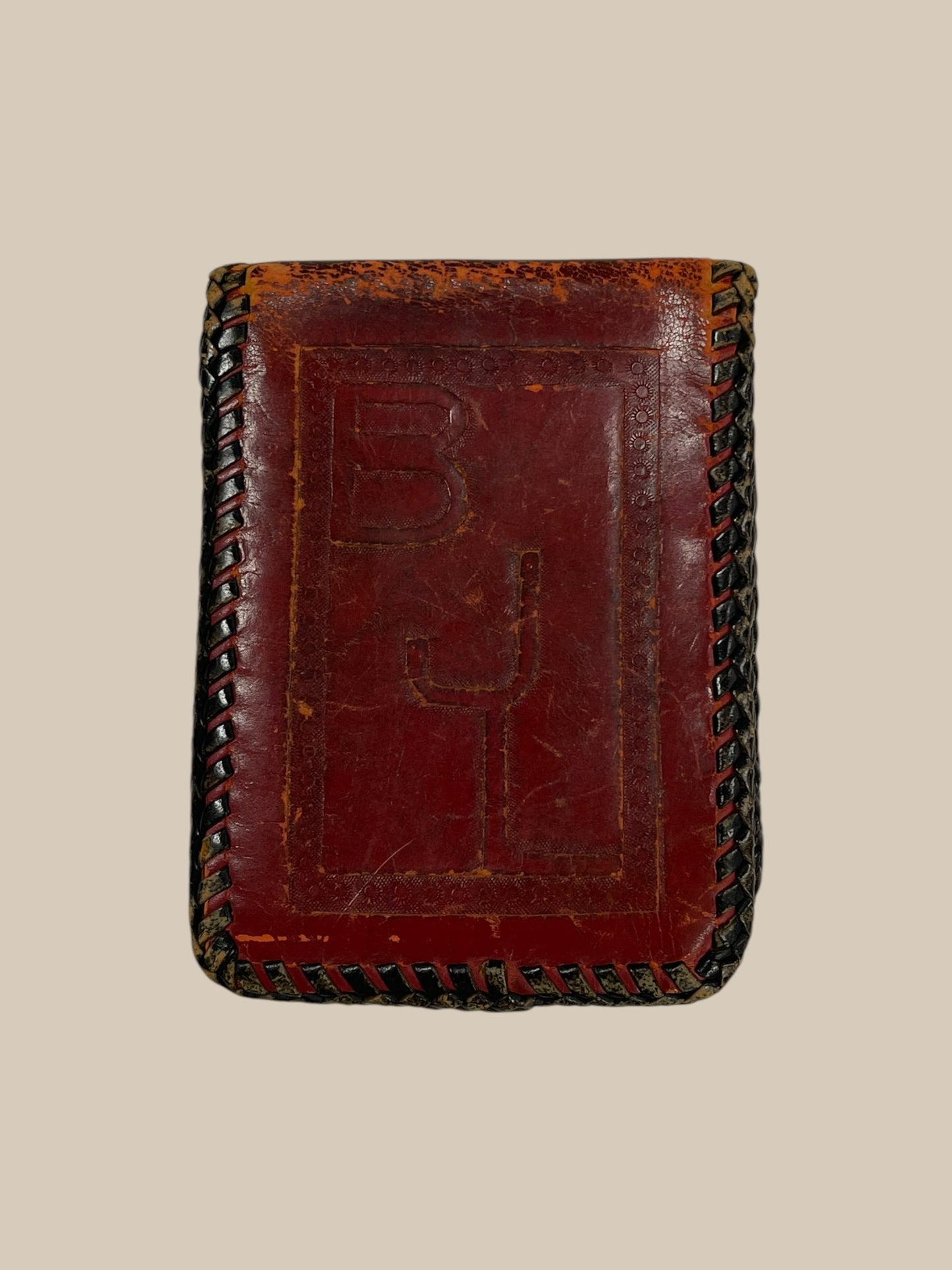 RED TOOLED “BJL” LEATHER WALLET