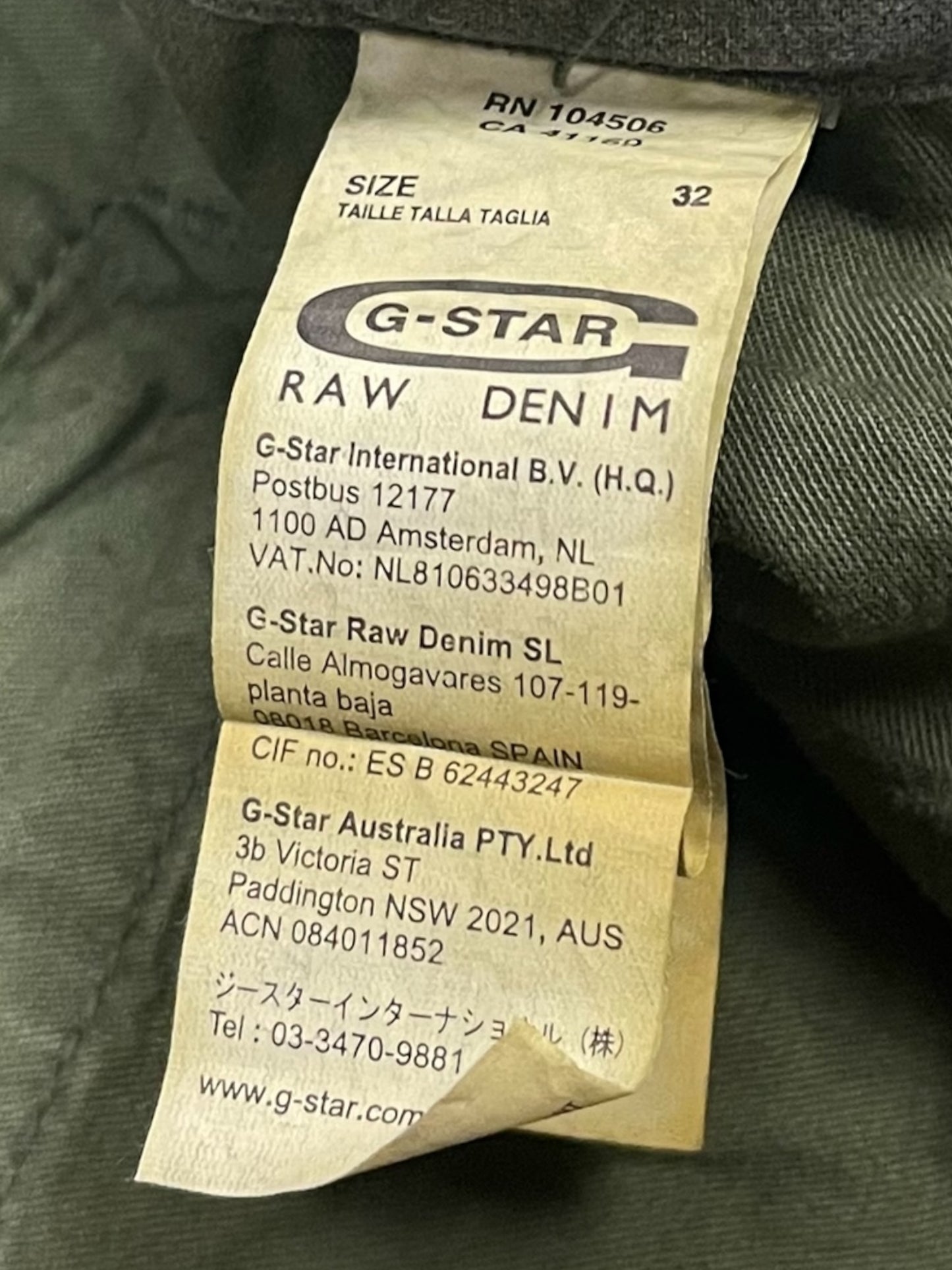 G-STAR RAW "CHALLENGER ROVIC BELT SURFER PANT" - 32