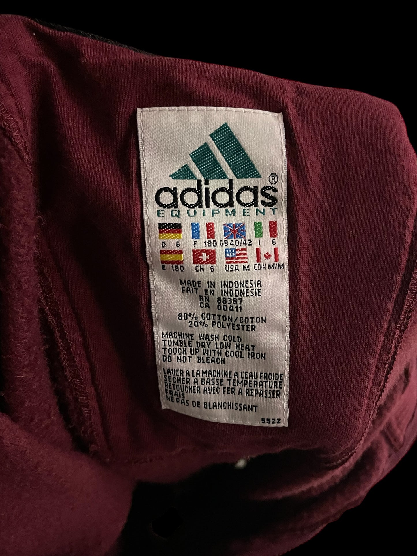 ADIDAS EQT 1/4 ZIP PULLOVER - M