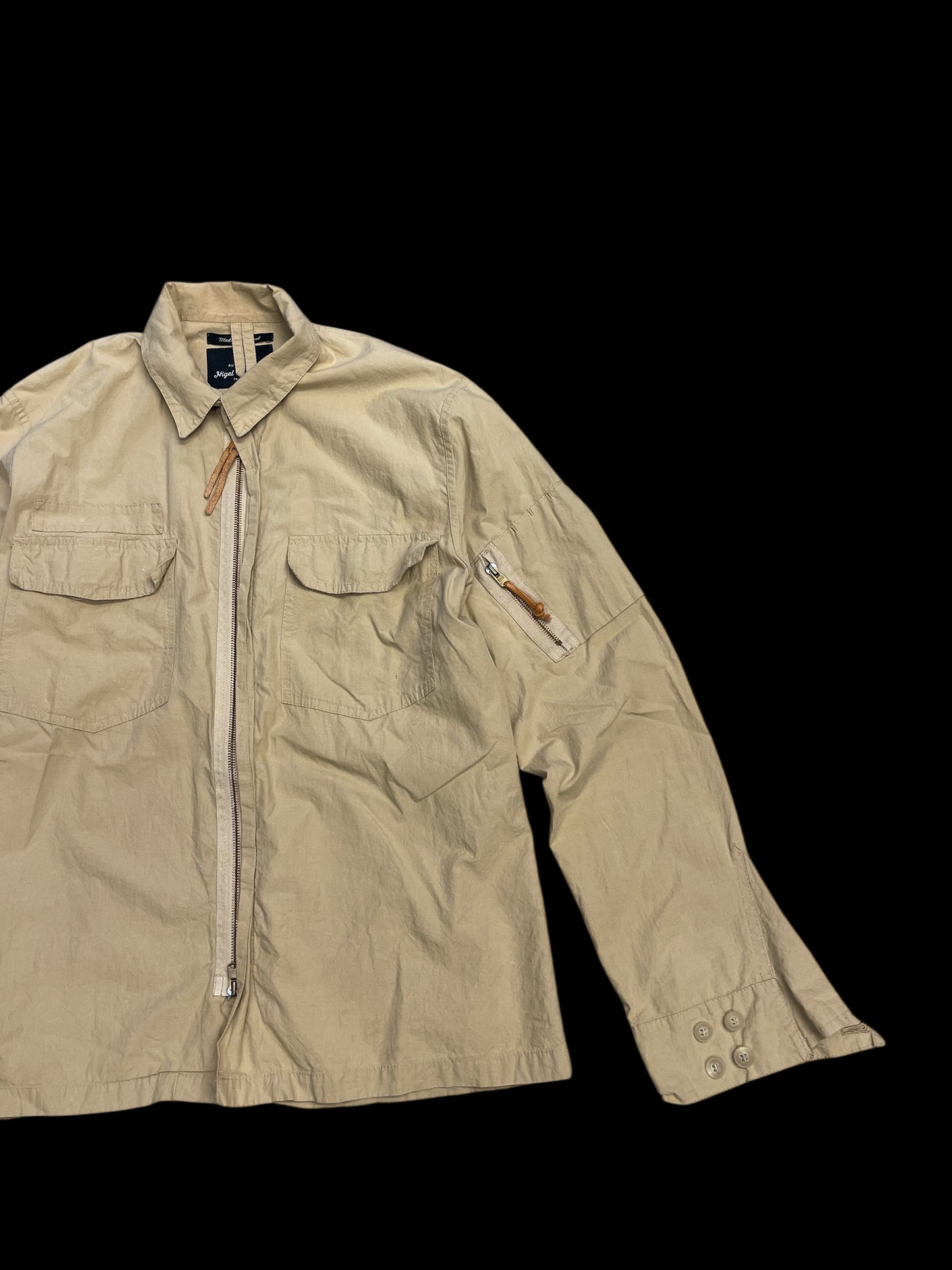 NIGEL CABOURN KHAKI UTILITY SHIRT - XL