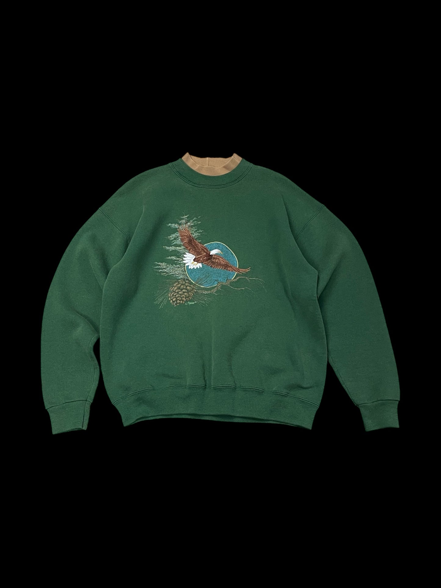 EMBROIDERED EAGLE DOUBLE NECK SWEATSHIRT - M