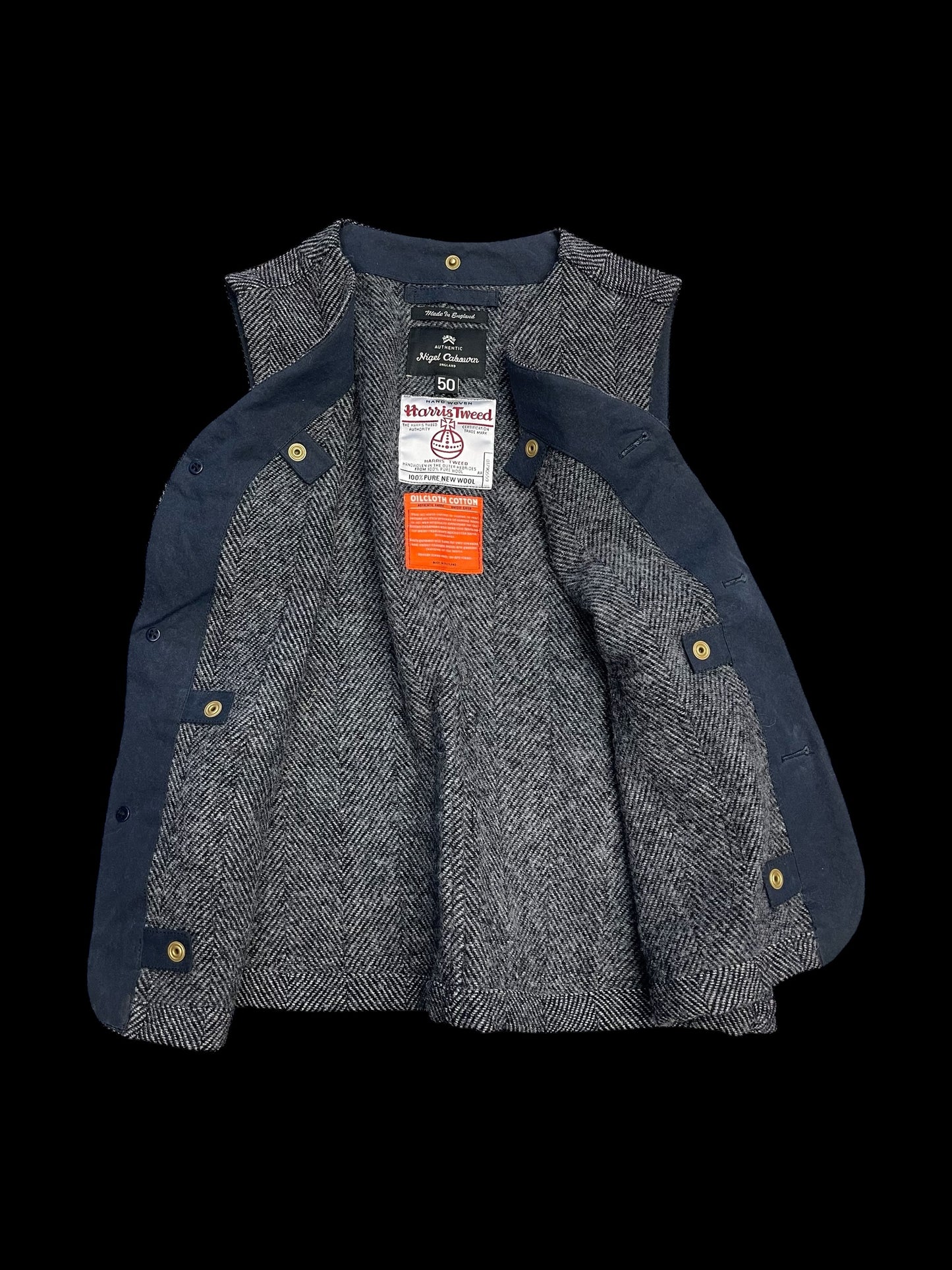 NIGEL CABOURN HARRIS TWEED VEST - L