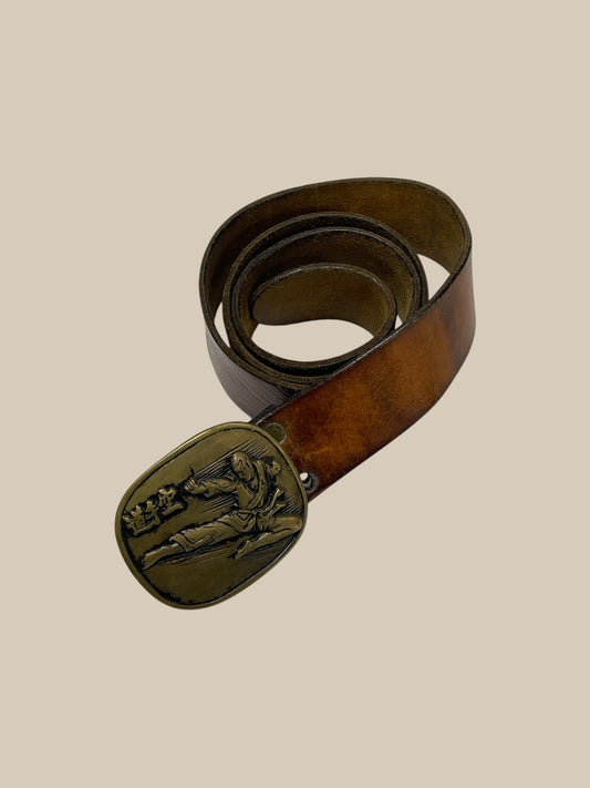 LEATHER EMBOSSED WARRIOR BELT