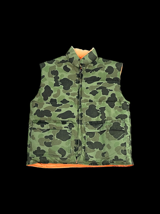 WOODLAND CAMO PUFFER VEST - L