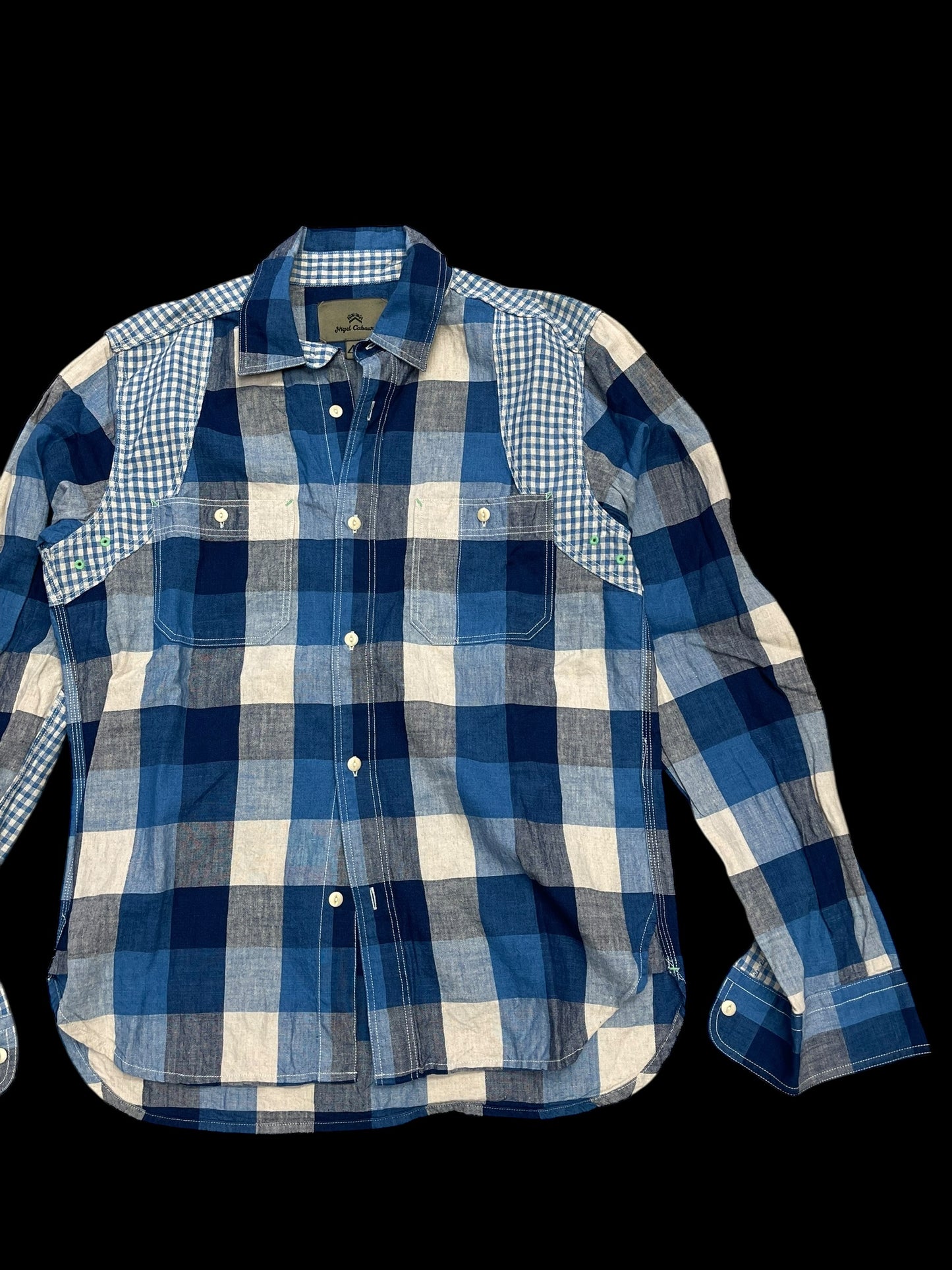 NIGEL CABOURN PLAID PRINT SHIRT - M