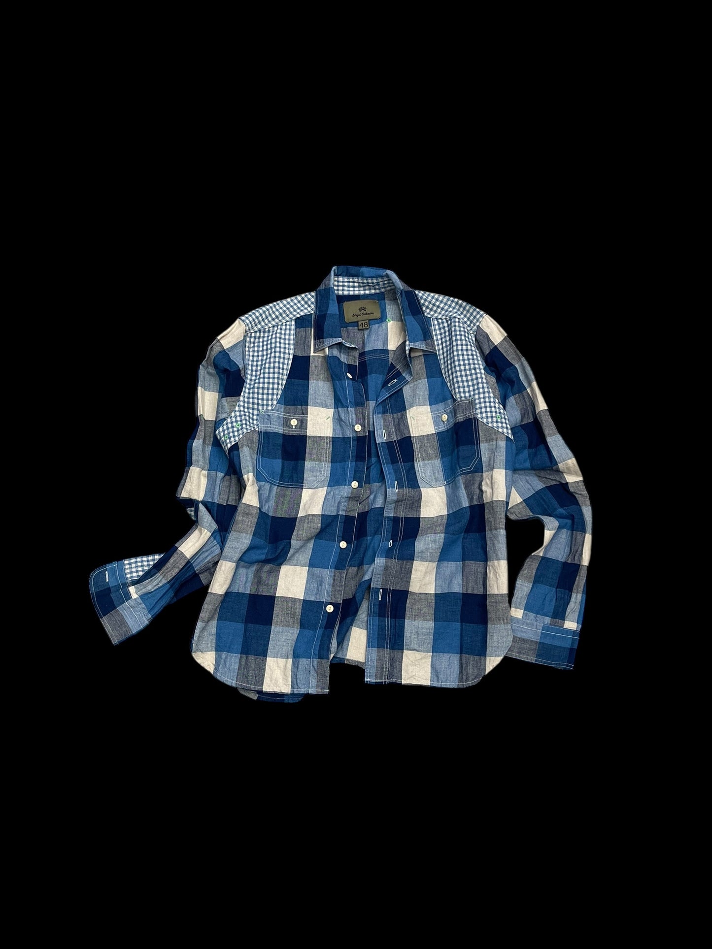 NIGEL CABOURN PLAID PRINT SHIRT - M